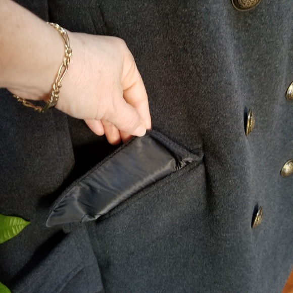 NWT Larry Levine Wool Pea Coat Sz PM Charcoal Clr - Picture 5 of 8